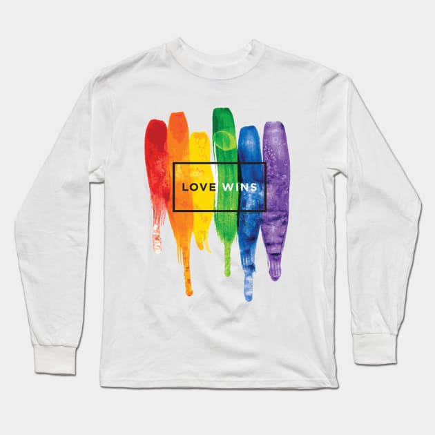 Watercolor Love Wins Rainbow (LGBT) Long Sleeve T-Shirt by martinclemmons